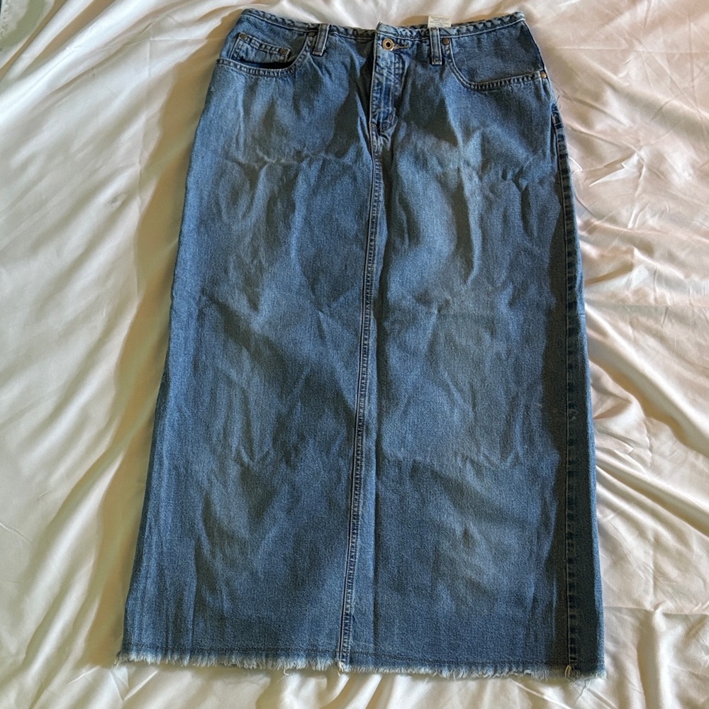 Hydraulic Blue Denim Midi Skirt